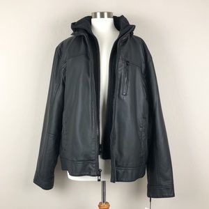 Calvin Klein Faux Leather jacket with hoodie NWT